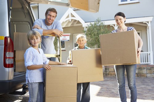 House removals team preparing to move belongings in Abbeywood